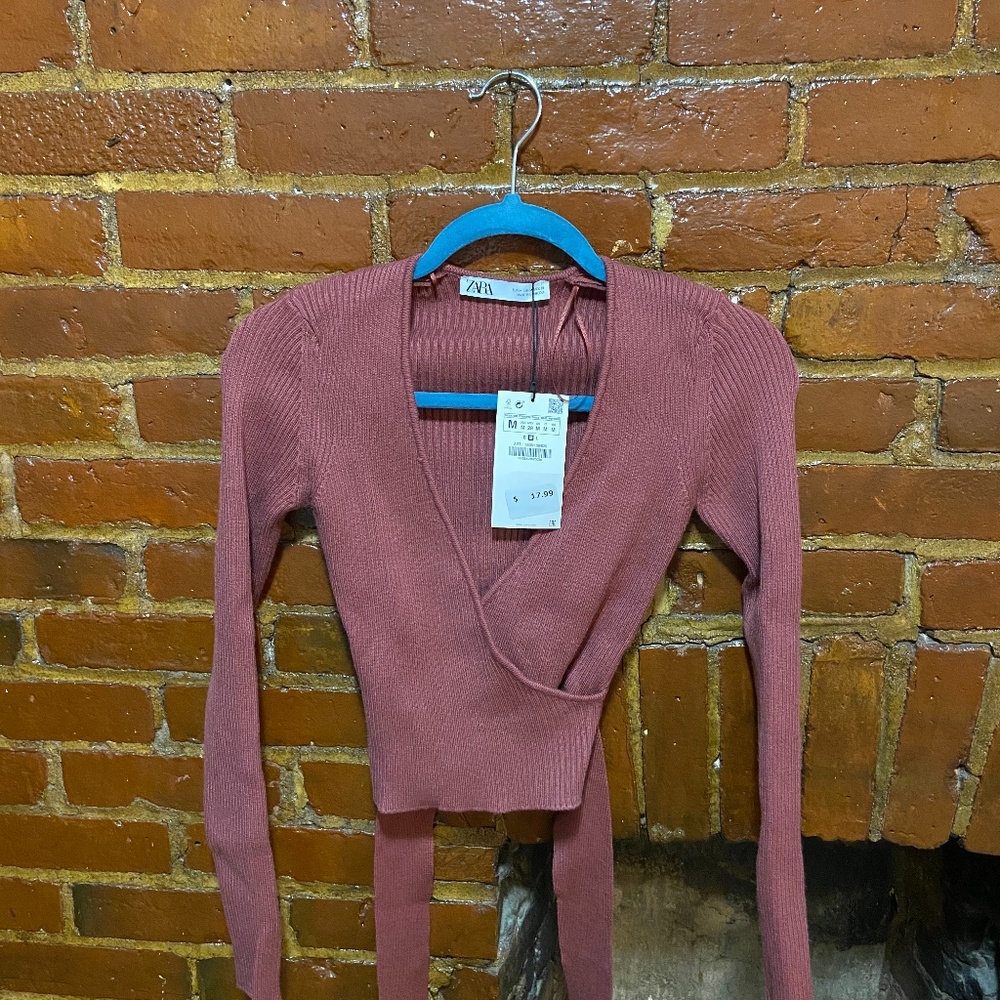 Zara wrap dark pink sweater